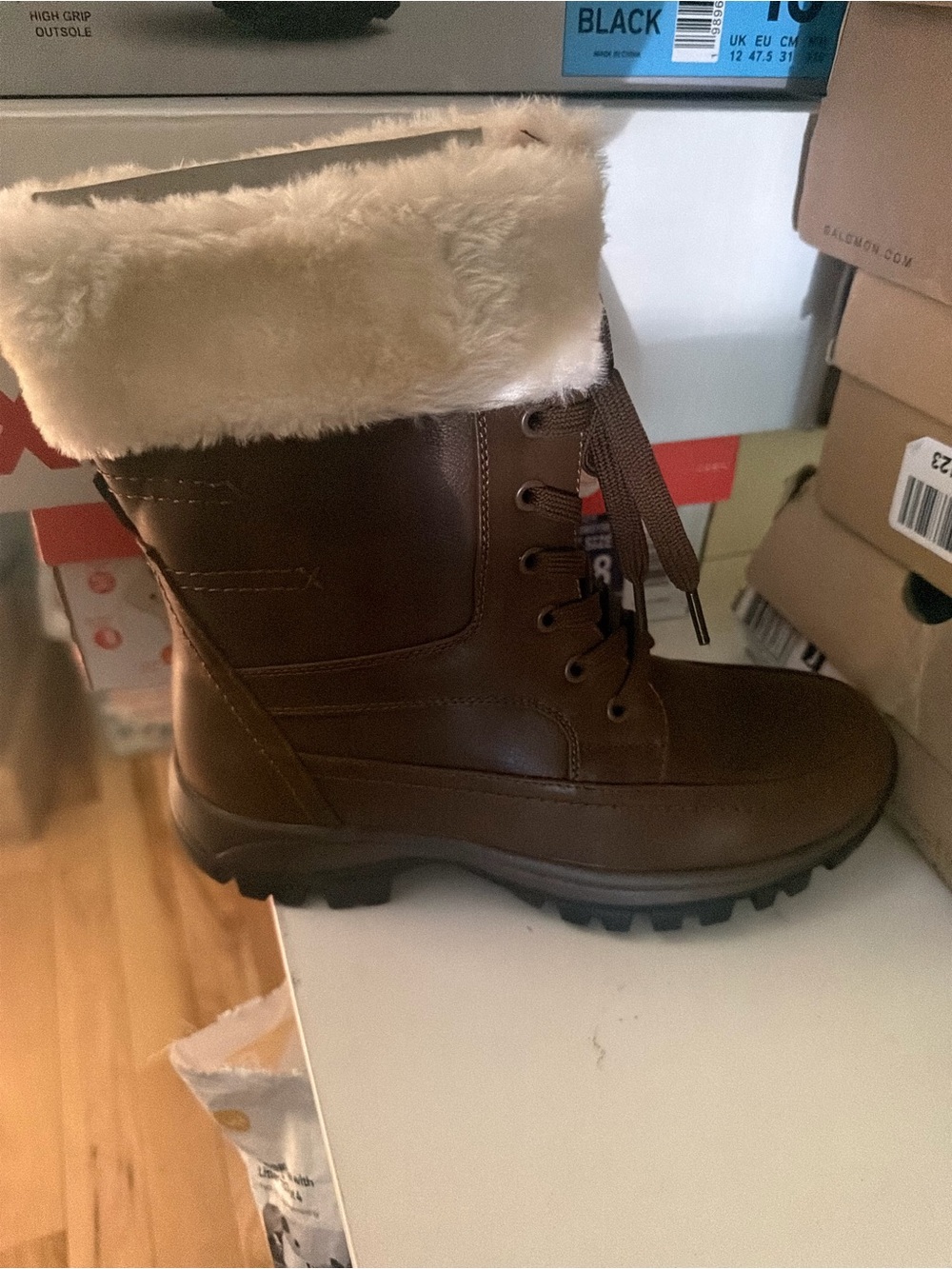 Apres By Lamo Women’s Heidi Fur Lined Winter Boots Chocolate Brown Leather 9 M